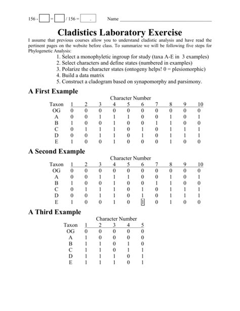 Laboratory Exercise 7 Cladistics I Pdf Free Download Cladograms And Genetics Worksheet Answers - Cladograms And Genetics Worksheet Answers