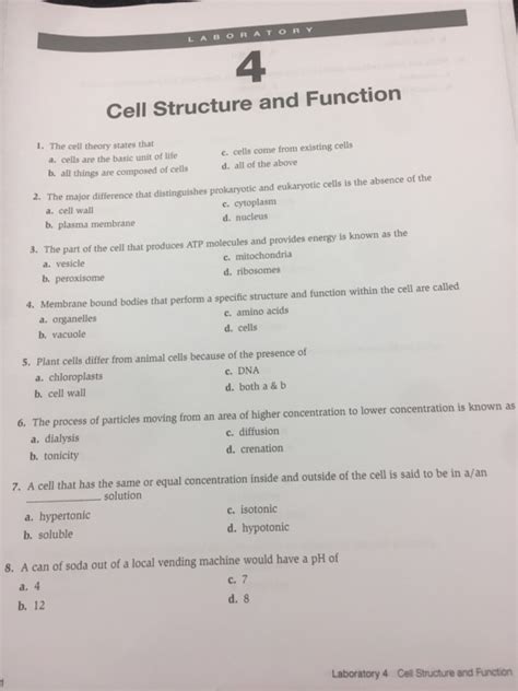 Read Laboratory 4 Cell Structure And Function 