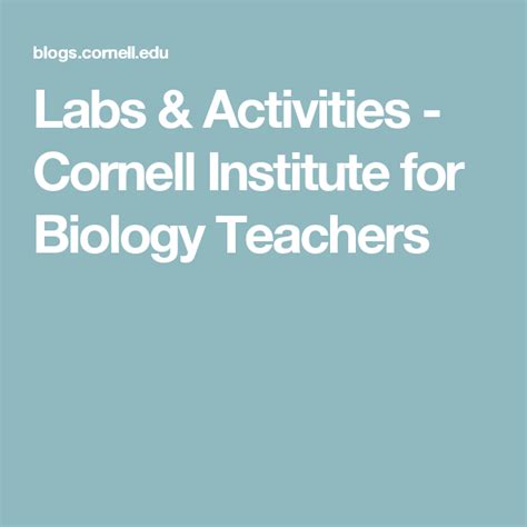 Labs Amp Activities Cornell Institute For Biology Teachers Science Labs For High School - Science Labs For High School