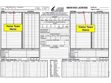 Lacrosse Score Sheet