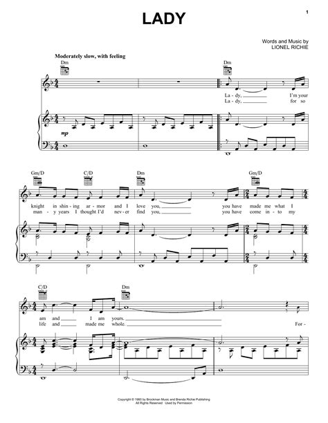 Full Download Lady Lionel Richie Piano Sheet Music 