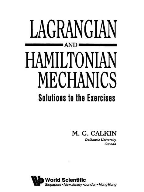 Download Lagrangian And Hamiltonian Mechanics Solutions To The Exercises Pdf 