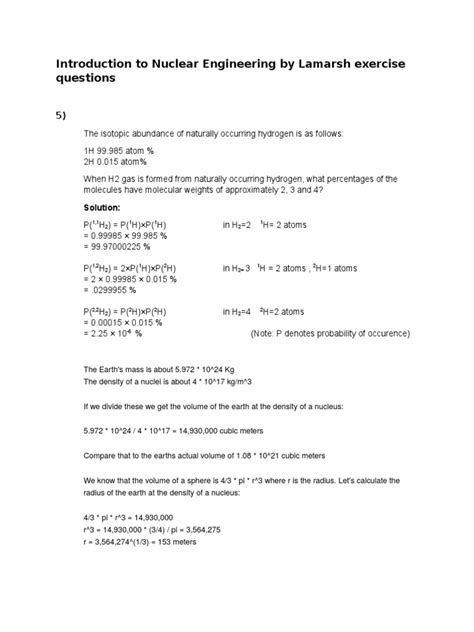 Lamarsh Introduction Nuclear Engineering Solutions Manual