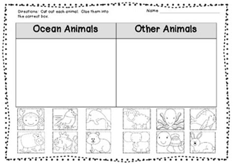 Land And Ocean Animal Sorting Activity Teacher Made Kindergarten Sea Animal Worksheet  - Kindergarten Sea Animal Worksheet`