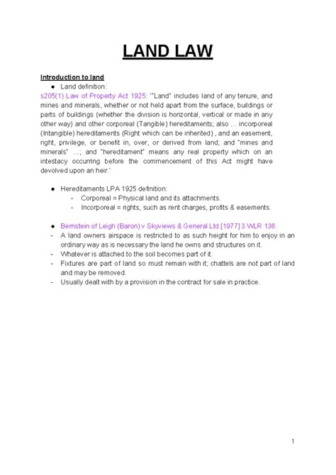 Download Land Law Lecture Notes 
