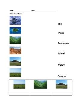 Landform Definition Matching Worksheet Have Fun Teaching Landforms Matching Worksheet - Landforms Matching Worksheet