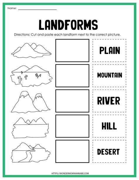 Landform Match Worksheets Landforms Matching Worksheet - Landforms Matching Worksheet