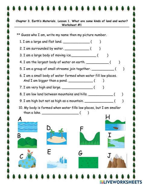 Landforms Worksheet Middle School Water And Landforms Anchor Landforms Worksheet First Grade - Landforms Worksheet First Grade