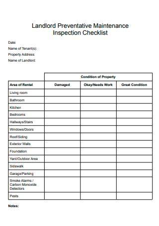 landlord maintenance checklist