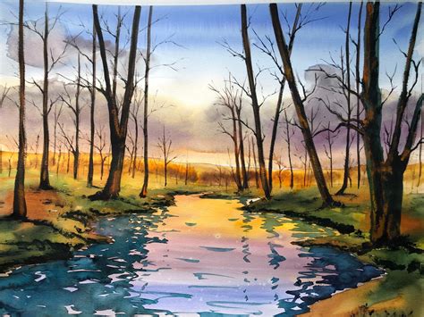Landscape Painting Watercolor And Ink