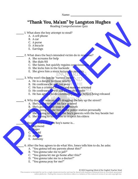 Langston Hughes Authors Questions For Tests And Worksheets Langston Hughes Worksheet - Langston Hughes Worksheet