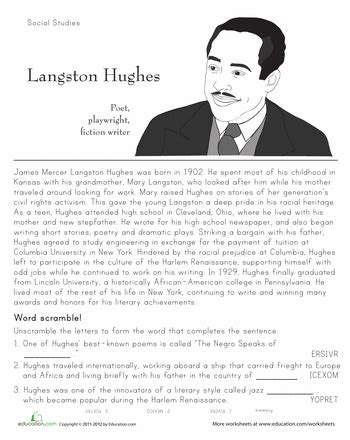 Langston Hughes Historical Heroes Worksheet Langston Hughes Worksheet - Langston Hughes Worksheet
