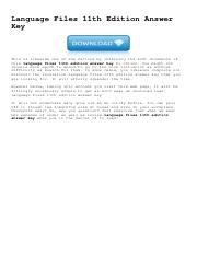 Language Files 11th Edition Answer Key