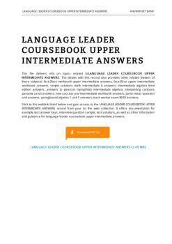 Language Leader Intermediate Coursebook Answer Key