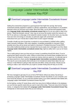 language leader intermediate workbook answer key
