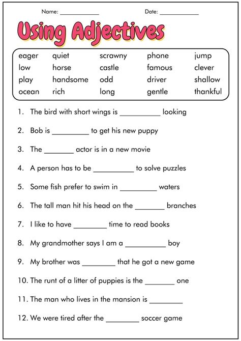 language worksheets for 4th grade