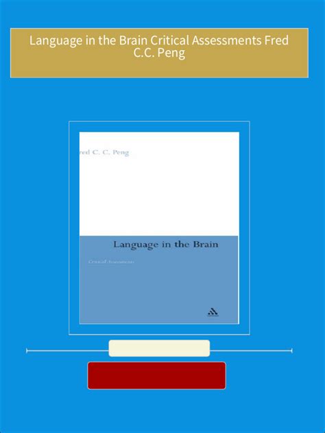 Full Download Language In The Brain Critical Assessments Fred C C Peng 