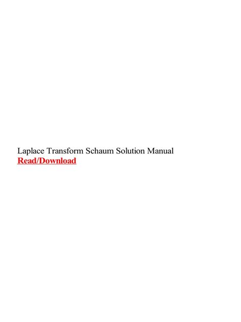Laplace Transform Schaum Series Solution Mannual