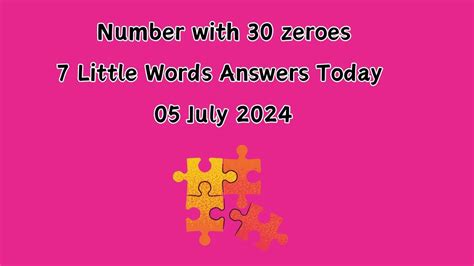 large number with 30 zeroes Crossword Clue Wordplays.com