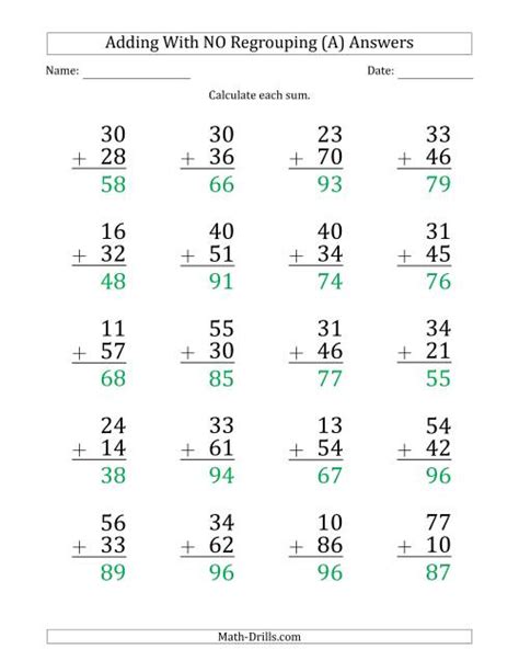 Large Print 2 Digit Plus 2 Digit Addition Large Print Math Worksheets - Large Print Math Worksheets