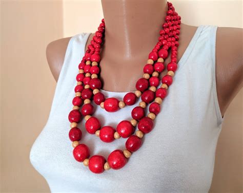 Large Red Bead Necklace