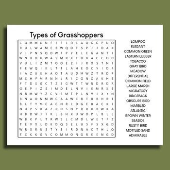 large type of grasshopper Crossword Clue Wordplays.com