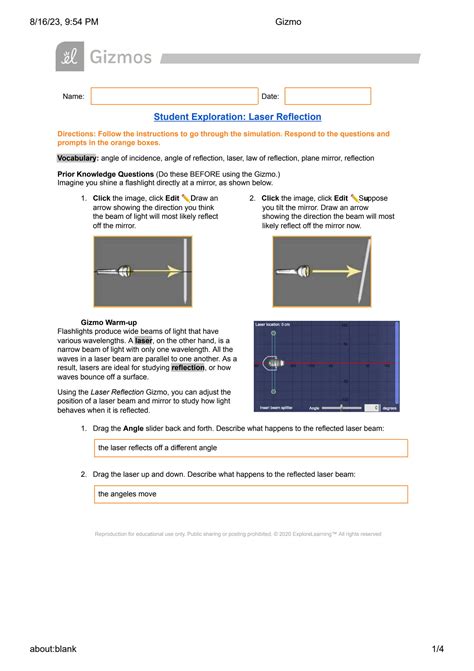 Read Online Laser Reflection Gizmo Answer Key Lab 