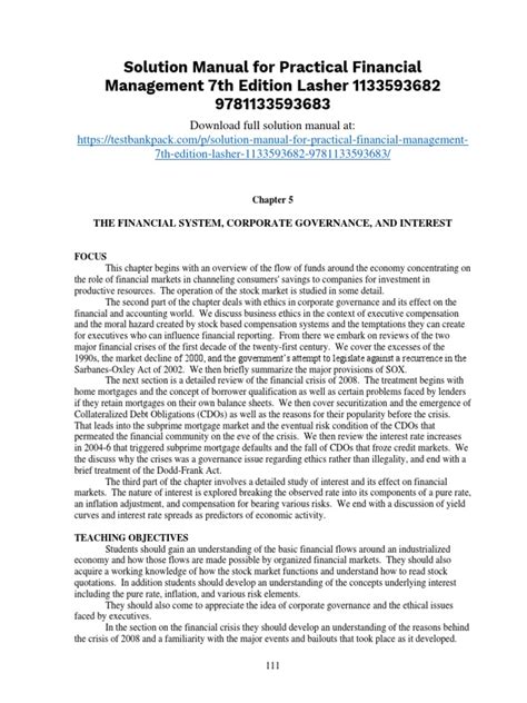 Download Lasher Practical Financial Management Chapter Answers 