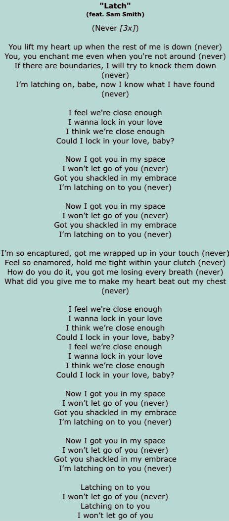 Latch Sam Smith Lyrics