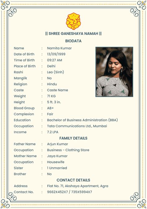 Download Latest Biodata Format For Marriage 