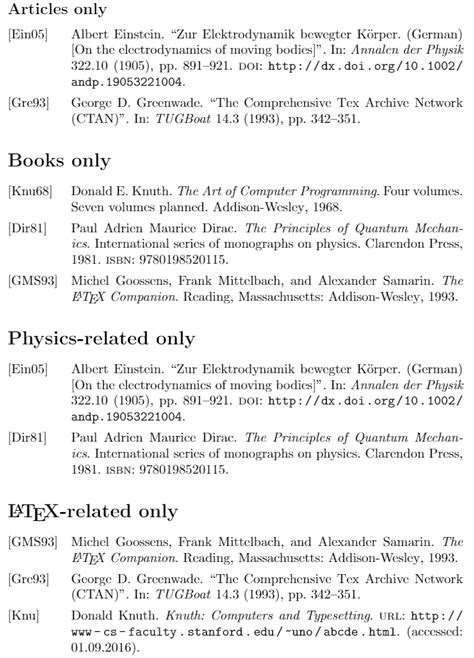 latex biography commands