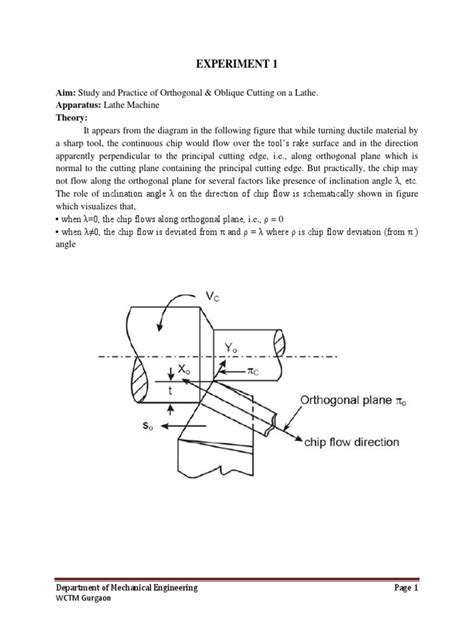 Lathe Machine Experiment Theory