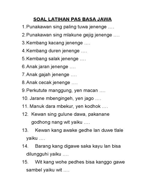Latihan Pas 1 Basa Jawa Pdf Scribd Puspa Tegese - Puspa Tegese