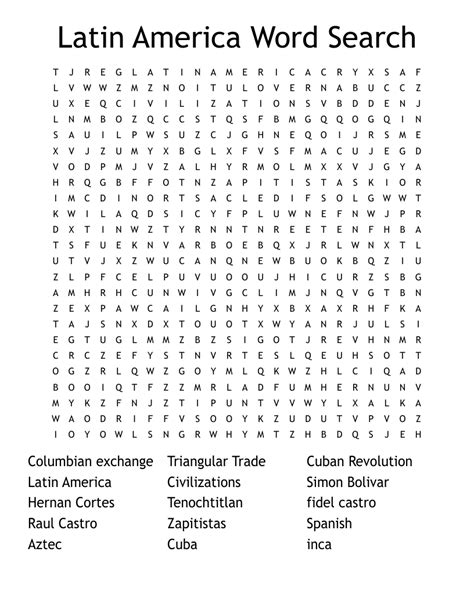 Latin America Word Puzzle Review Free Download Latin America Word Search Answer Key - Latin America Word Search Answer Key