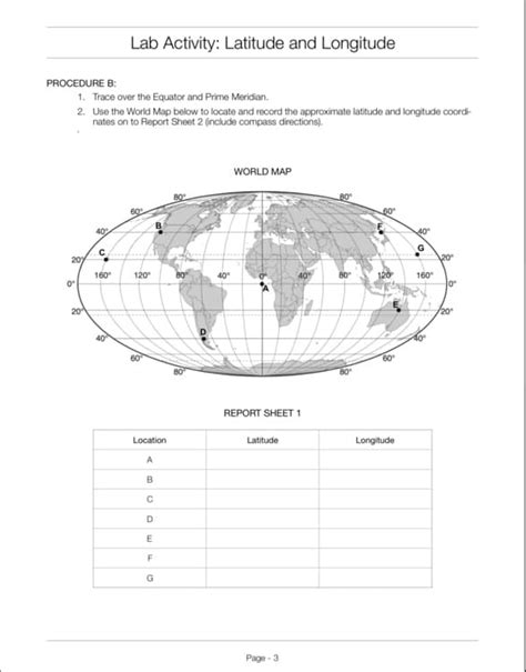 latitude and longitude lab answer key