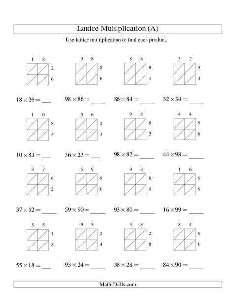 Lattice Method Multiplication Worksheet Free Printable Lattice Method Division - Lattice Method Division