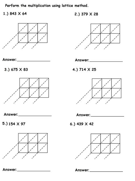 Lattice Multiplication Worksheet Multiplication With Helper Grid - Multiplication With Helper Grid