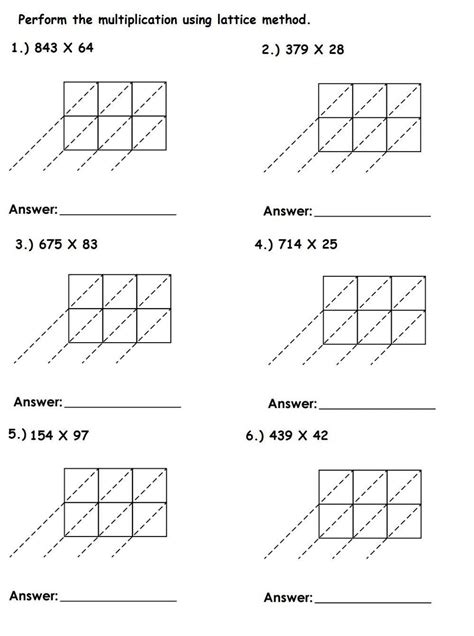 Lattice Multiplication Worksheets Multiplication With Helper Grid - Multiplication With Helper Grid