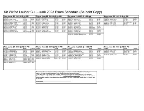Laurier Exam Schedule