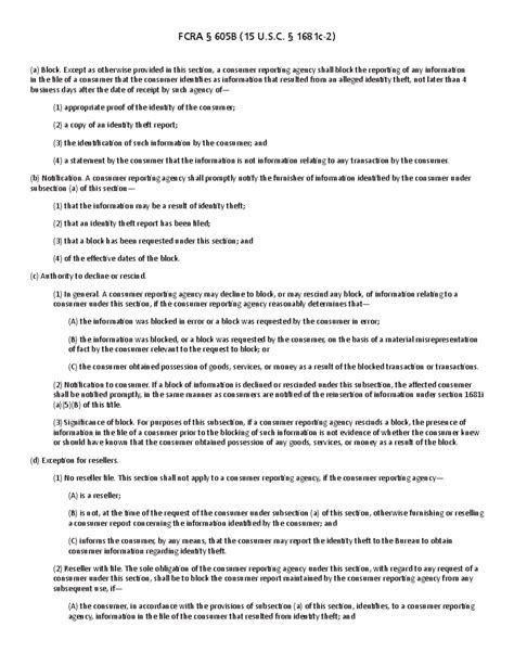Law Fcra Section 605b