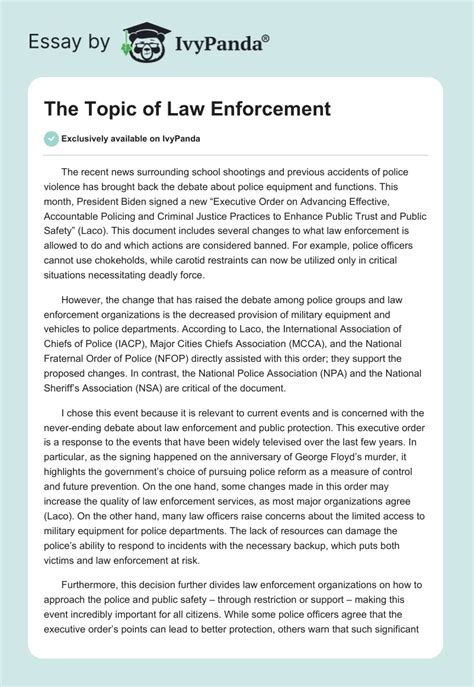 Read Law Enforcement Paper Topics 