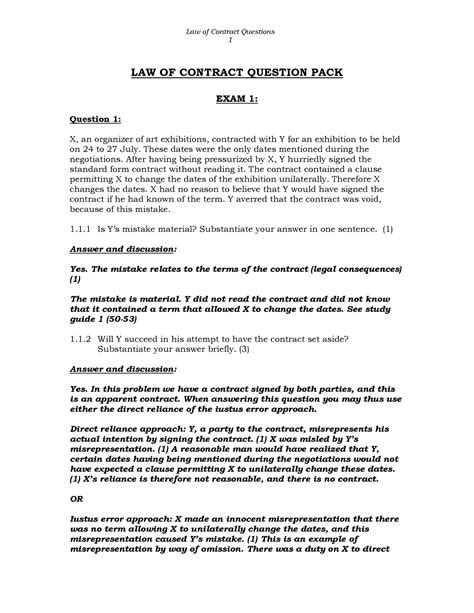 Full Download Law Of Contract Exam Questions And Answers 
