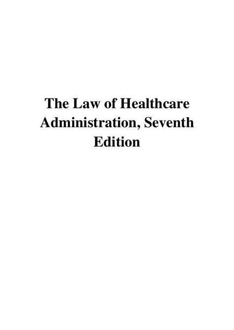 Full Download Law Of Healthcare Administration 7Th Edition Pdf 