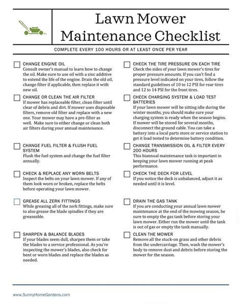 Lawn Mower Maintenance Checklist