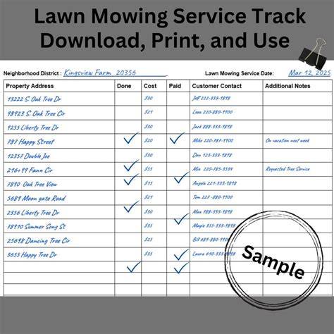 lawn mowing schedule templates