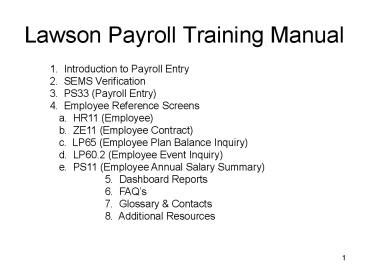 Download Lawson Payroll User Guide 