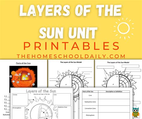 Layers Of The Sun Unit The Homeschool Daily Parts Of The Sun Worksheet - Parts Of The Sun Worksheet