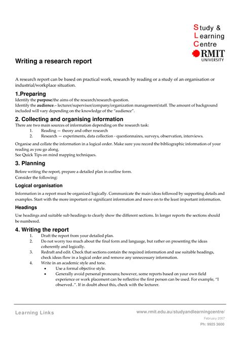 Layout Of Research Report
