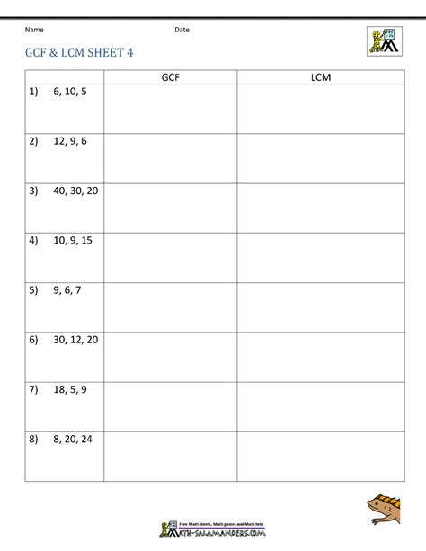 Lcm And Gcf Worksheet Lcm Worksheet For 4th Grade - Lcm Worksheet For 4th Grade