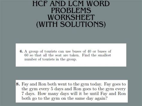Lcm Hcf Word Problems